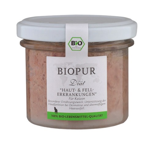 BIOPUR Haut- und Fellerkrankungen 100g Glas Diät für Katzen