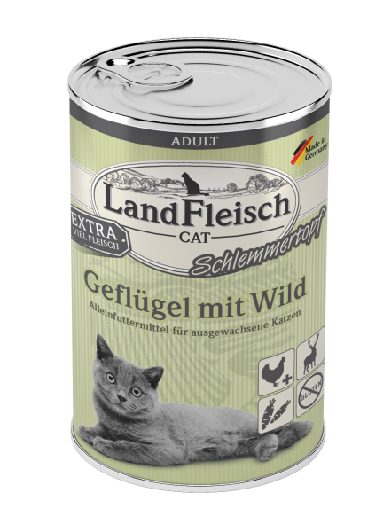 Landfleisch Cat Adult Topf Geflügel mit Wild 400g