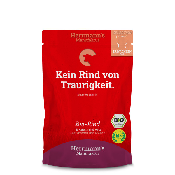 Herrmanns Selection Bio Rind mit Karotten Katzenfutter