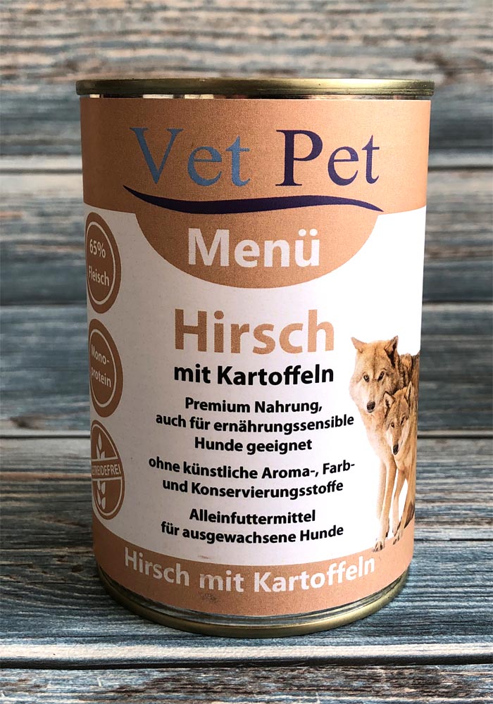 Vet Pet Hirsch mit Kartoffel | Hunde Nassfutter | | Futtershop24 Hundefutter und Katzenfutter günstig online kaufen im Shop