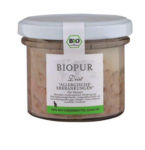 BIOPUR allergische Erkrankungen 100g Glas Diät für Katzen