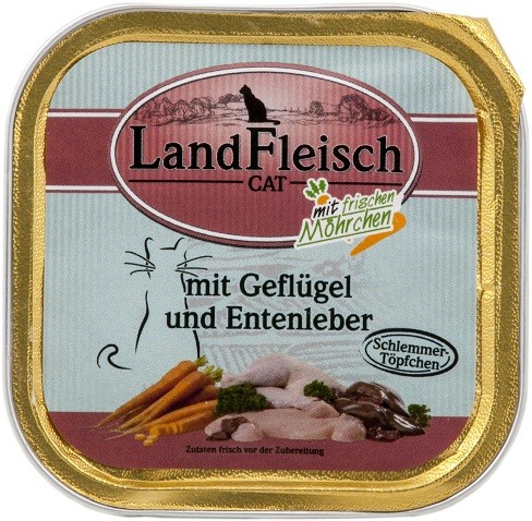 Landfleisch Cat - Schlemmertöpfchen Geflügel & Entenleber 10 x 100g