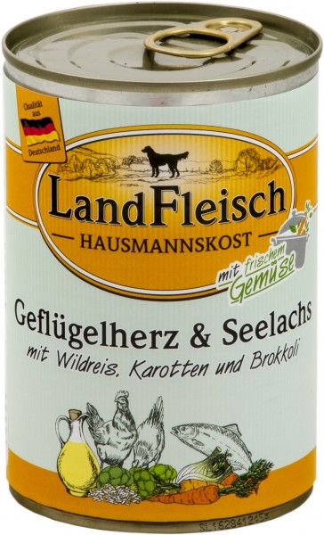 Landfleisch Hausmannskost Geflügelherz & Seelachs 400g
