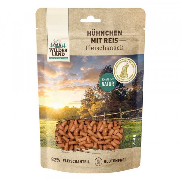 Wildes Land Fleischsnack Hühnchen mit Reis 200g
