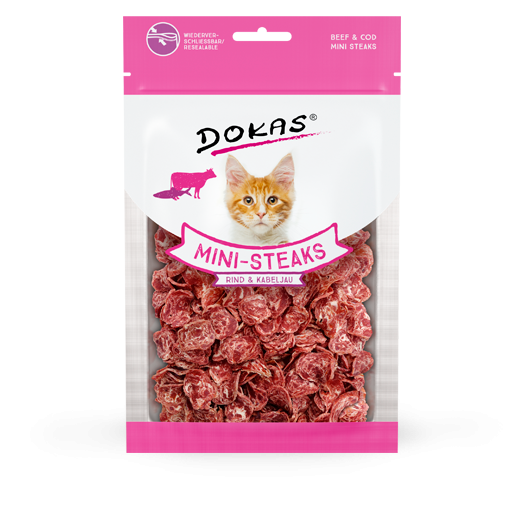 Dokas Mini Steak Rind & Kabeljau 40g