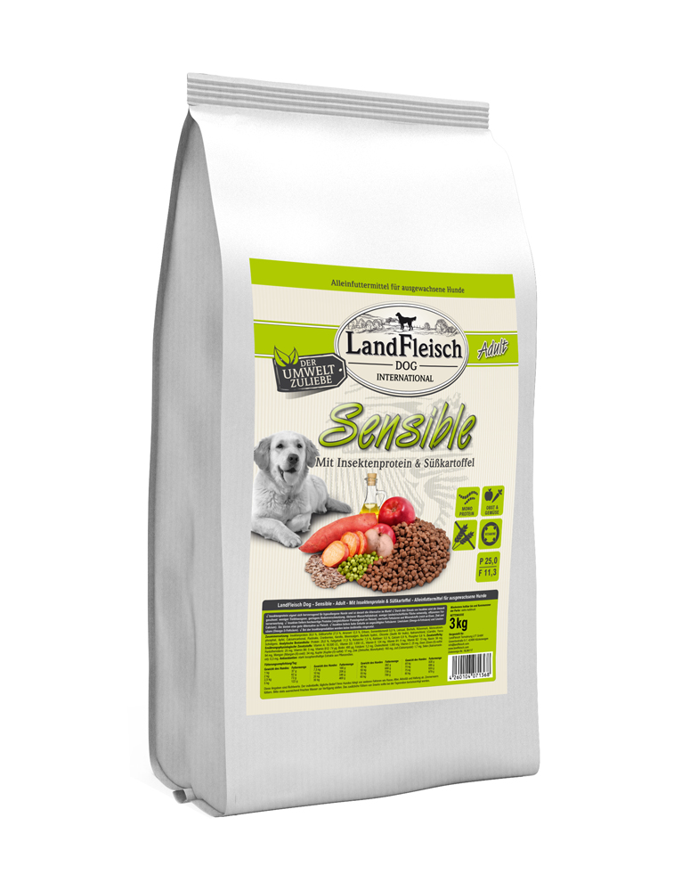 Landfleisch Sensible Insektenprotein 3kg Hunde Trockenfutter Hund